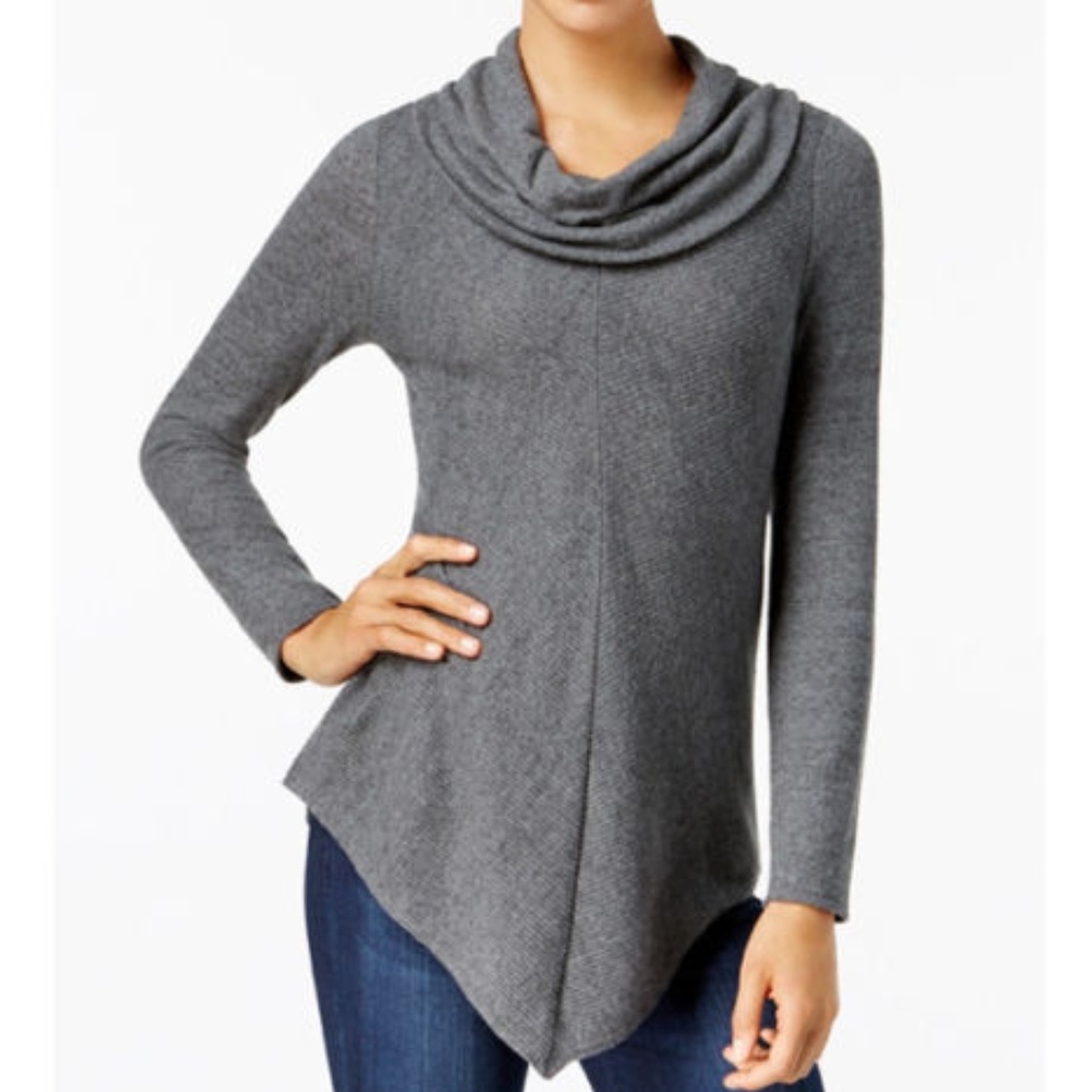 BCX‎ women S cowl neck sweater charcoal